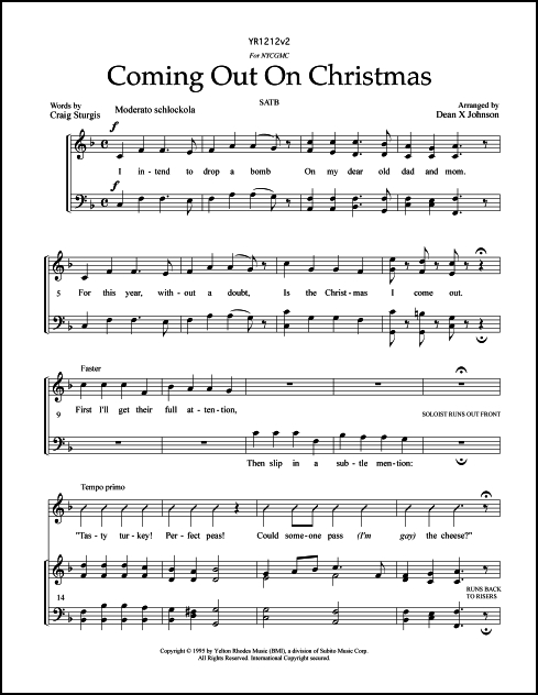 Coming Out on Christmas for SATB Chorus, a cappella