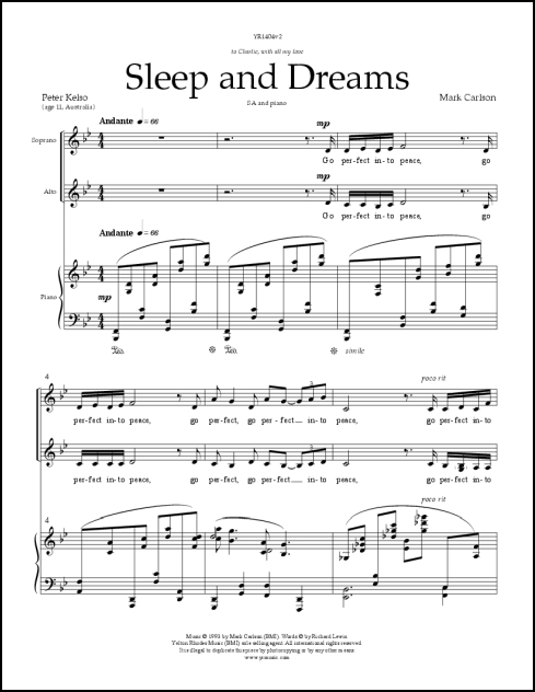 Sleep and Dreams for SA & piano
