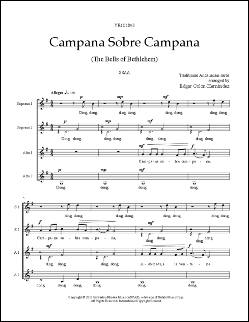 Campana Sobre Campana for SSAA, a cappella