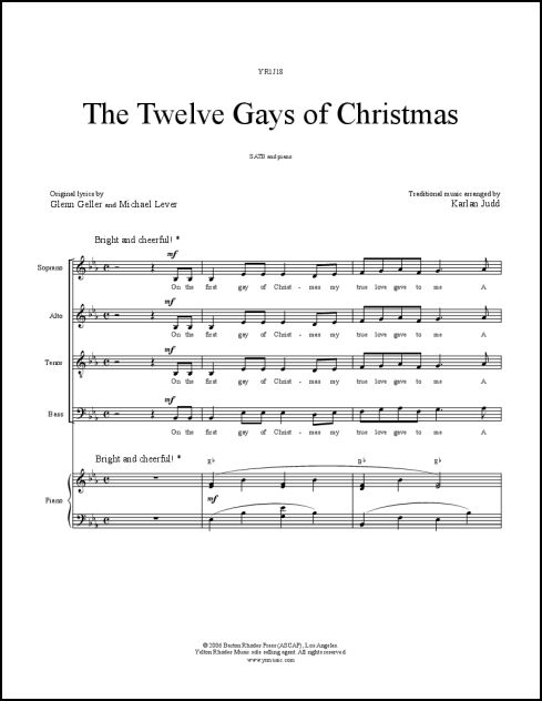 Twelve Gays of Christmas, The for Narrator, SATB & piano