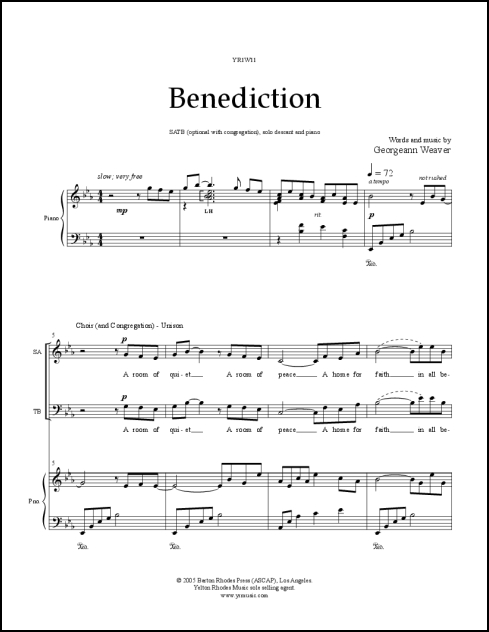 Benediction for SATB, solo descant & piano - Click Image to Close