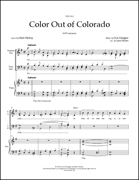 Color Out of Colorado for SATB & piano