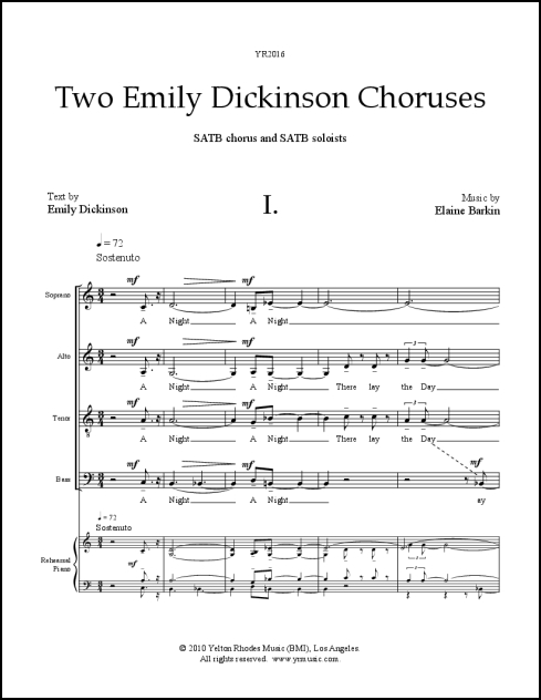 Two Emily Dickinson Choruses for SATB chorus & SATB soloists