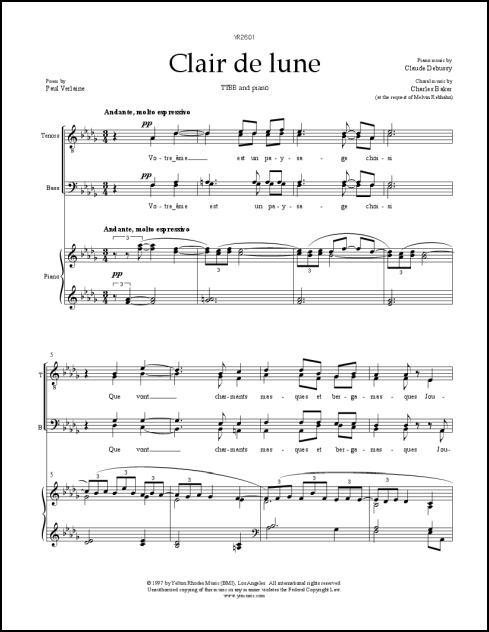 Clair de lune for TTBB & piano