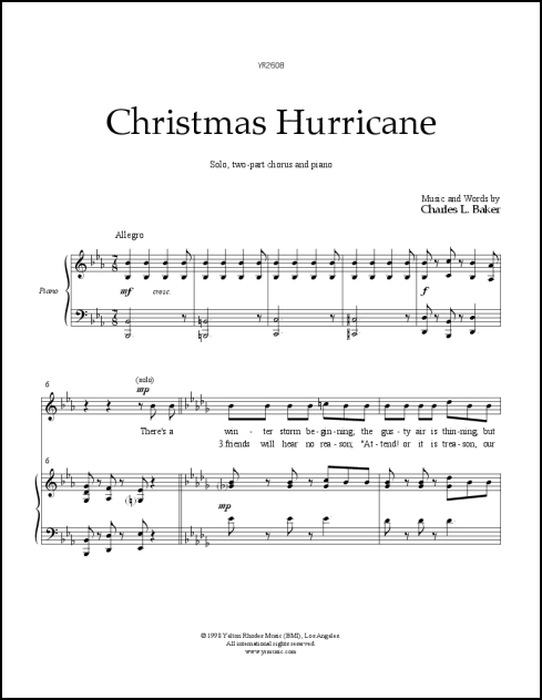 Christmas Hurricane for Solo, 2 part chorus, & piano