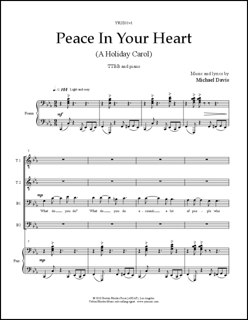 Peace In Your Heart for TTBB & piano