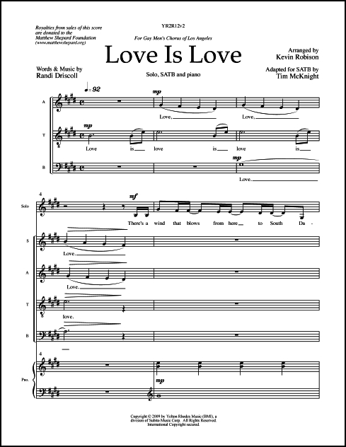 Love Is Love for Solo, SATB Chorus & Piano
