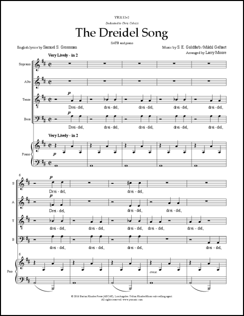 Dreidel Song, The for SATB & piano