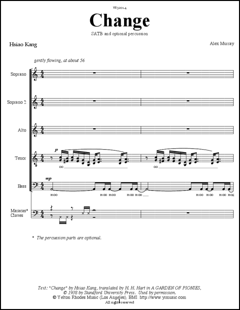 Change for SATB, with optional maracas & claves