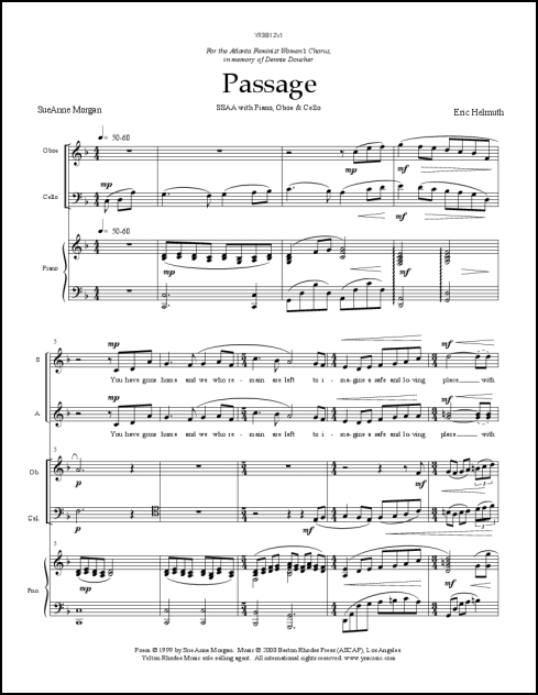 Passage for SSAA, oboe, cello & piano