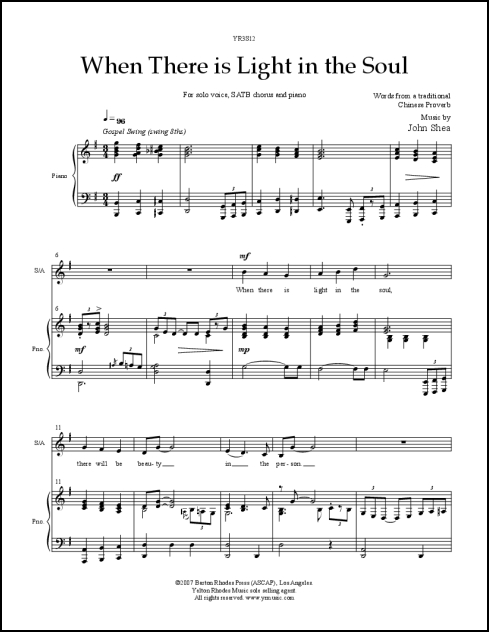 When There is Light in the Soul for Solo voice, SATB & piano