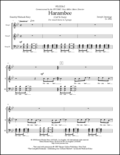 Harambee for SATB, percussion & piano