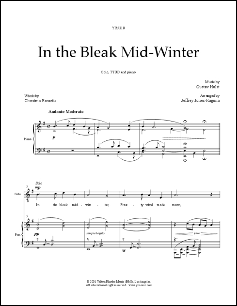 In The Bleak Mid-Winter for Solo, TTBB, & piano
