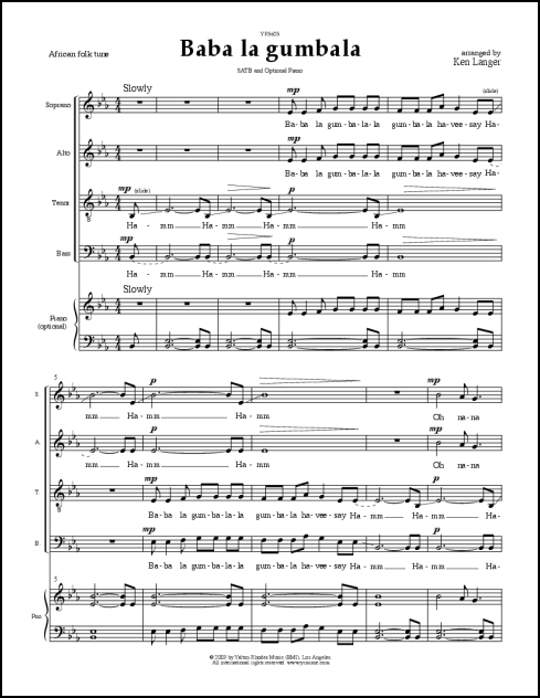 Baba la gumbala for SATB with optional piano