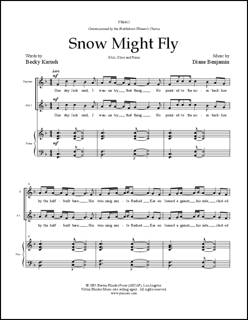 Snow Might Fly for SSAA, oboe and piano