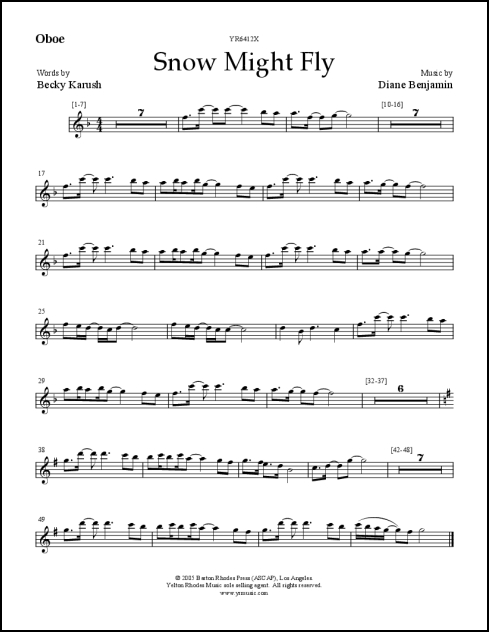 Snow Might Fly for SSAA, oboe and piano - Click Image to Close