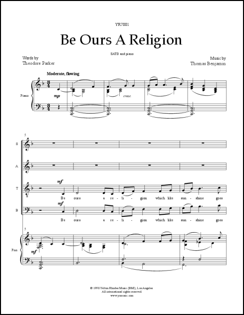 Be Ours A Religion for SATB and piano