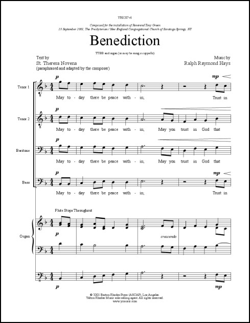 Benediction for TTBB & organ - Click Image to Close