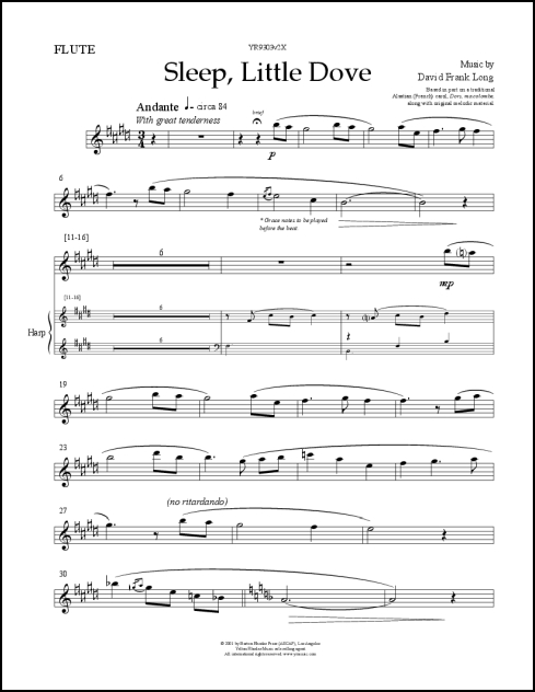 Sleep, Little Dove for SATB, flute, harp - Click Image to Close