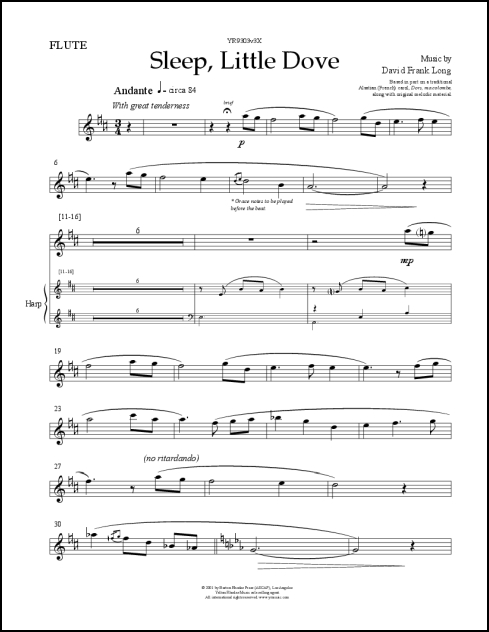 Sleep, Little Dove for SSAA, flute, harp - Click Image to Close