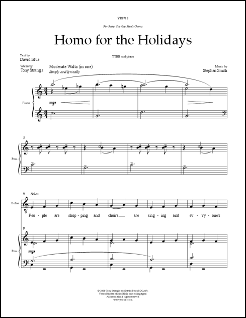 Homo for the Holidays for TTBB & piano