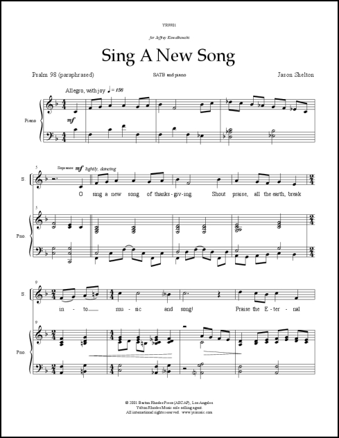 Sing A New Song for SATB & piano - Click Image to Close
