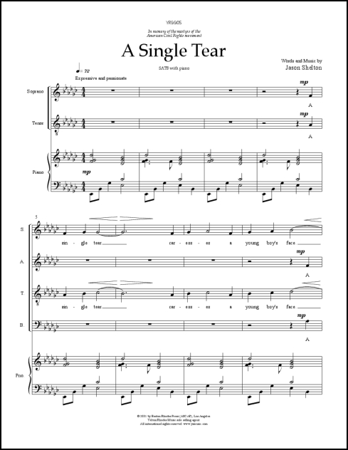 Single Tear, A for SATB & piano