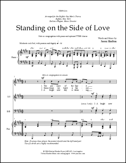 Standing on the Side of Love for TTBB & piano