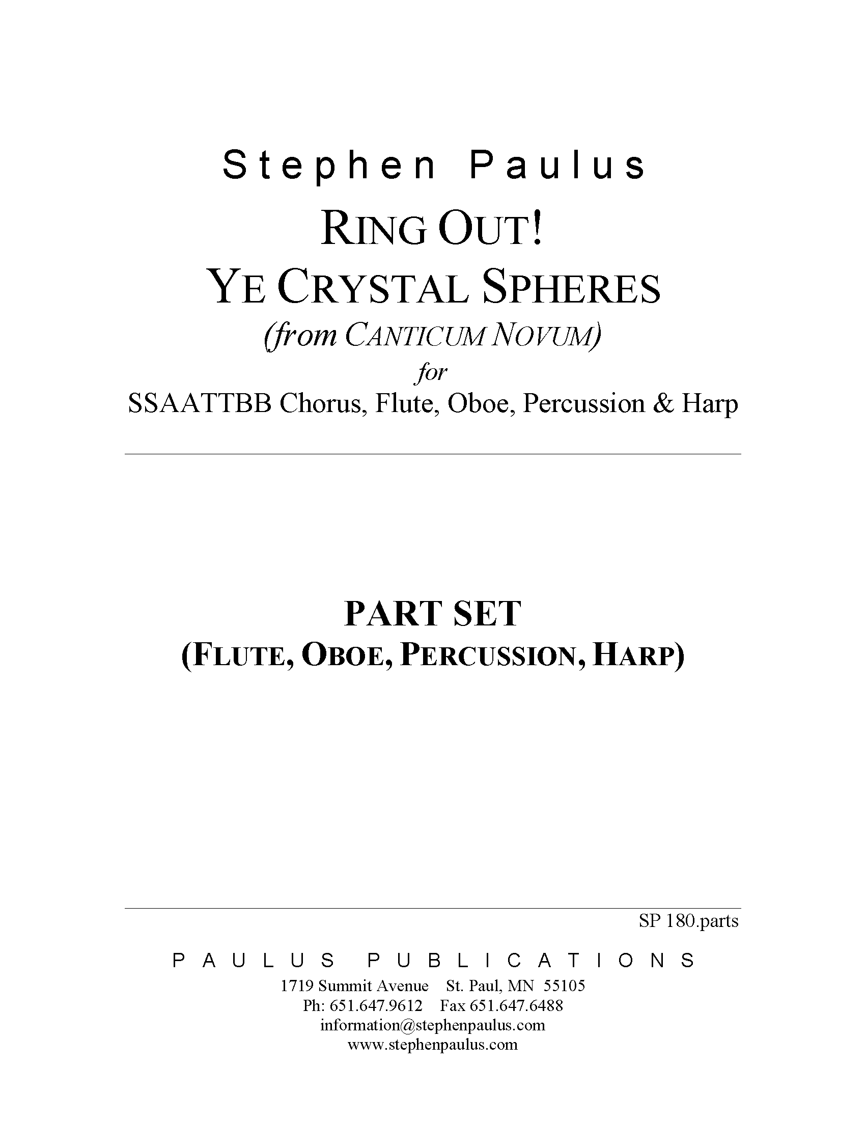 Ring Out! Ye Crystal Spheres - PARTS