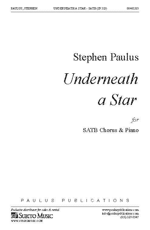Underneath a Star for SATB Chorus & Piano - Click Image to Close